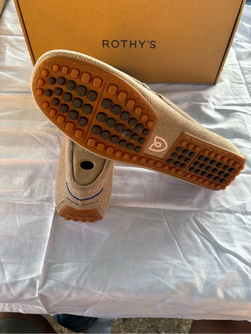 Rothy's Dove Knit Loafers with Gold Horsebit